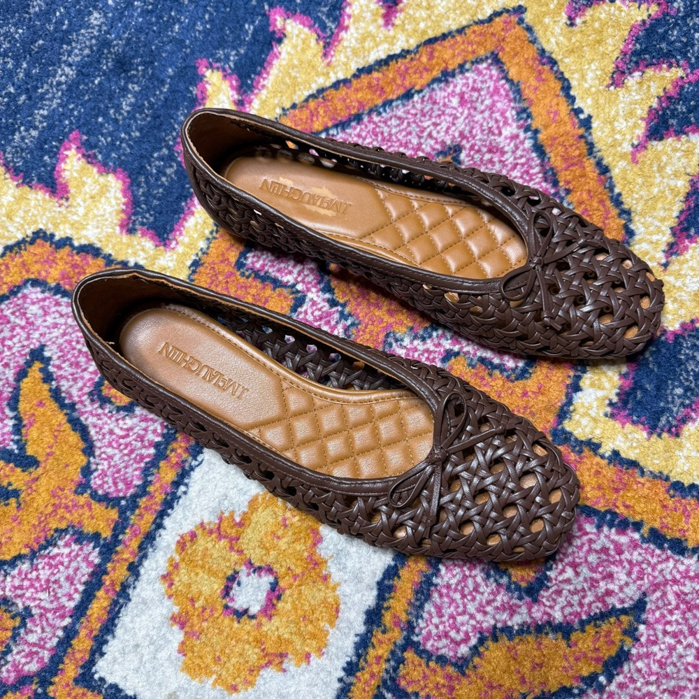 J.McLaughlin Leonor Leather Basket Weave Flats sz 36/6